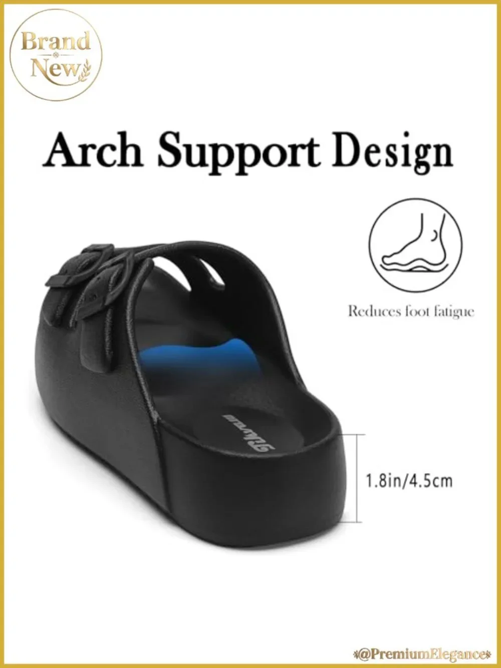 Women's Square Toe Platform Sandals Arch Support Summer Slides